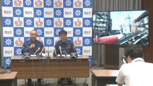 岡山県の消防隊の第一陣が帰岡し報告　煙突倒壊の製紙工場などで活動【熊本で最大震度7】