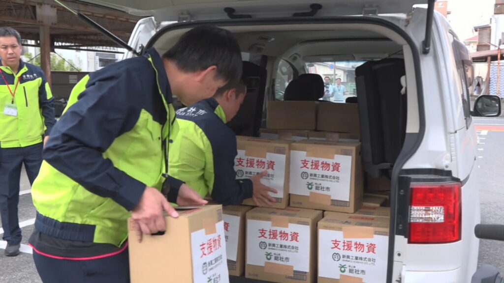 総社市が益城町に飲料水などの支援物資 職員4人を派遣 岡山【熊本で最大震度7】
