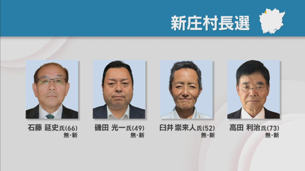 新庄村長選告示　新人4人が立候補　30日投開票　岡山