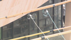 旧香川県立体育館　解体工事中断で耐震調査始まる　再生委「残すための現地調査に」